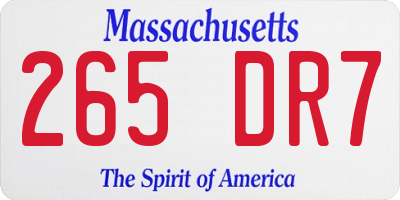 MA license plate 265DR7