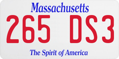 MA license plate 265DS3