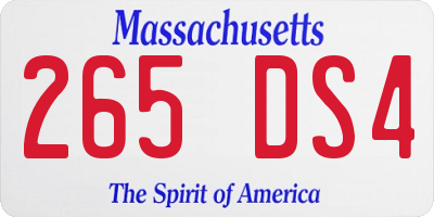 MA license plate 265DS4