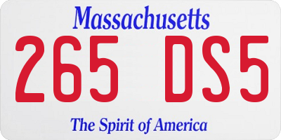 MA license plate 265DS5