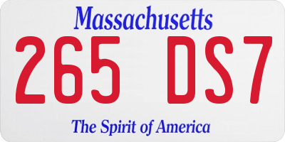 MA license plate 265DS7