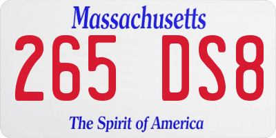 MA license plate 265DS8