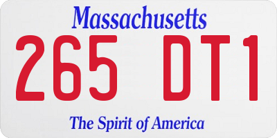 MA license plate 265DT1