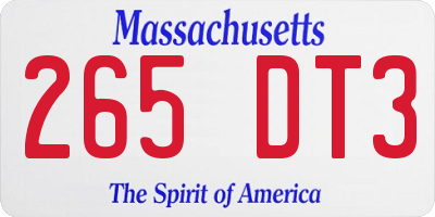 MA license plate 265DT3