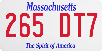 MA license plate 265DT7