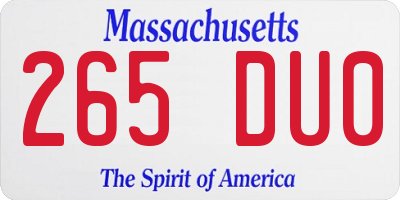 MA license plate 265DU0