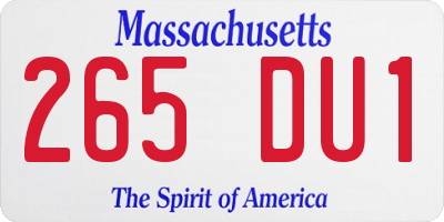 MA license plate 265DU1