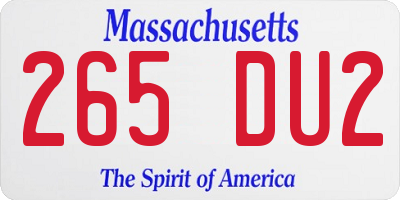 MA license plate 265DU2