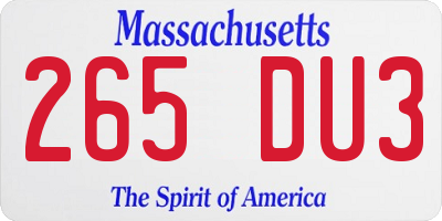 MA license plate 265DU3