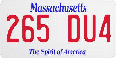 MA license plate 265DU4