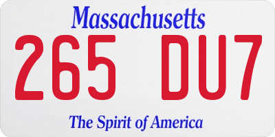 MA license plate 265DU7