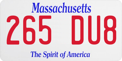 MA license plate 265DU8