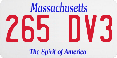 MA license plate 265DV3