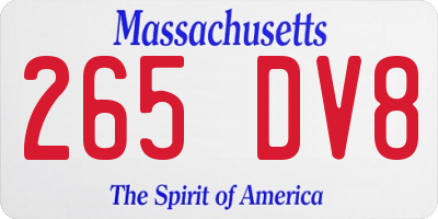 MA license plate 265DV8