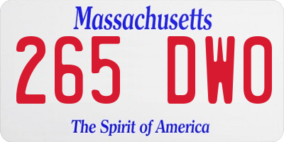 MA license plate 265DW0