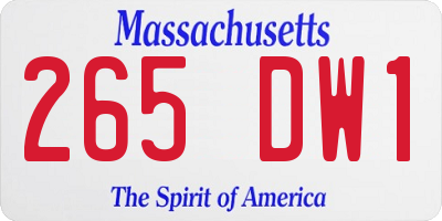 MA license plate 265DW1