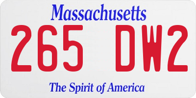 MA license plate 265DW2