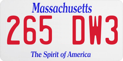 MA license plate 265DW3