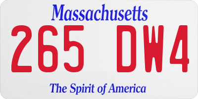 MA license plate 265DW4