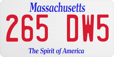 MA license plate 265DW5