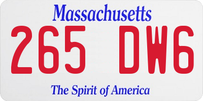 MA license plate 265DW6