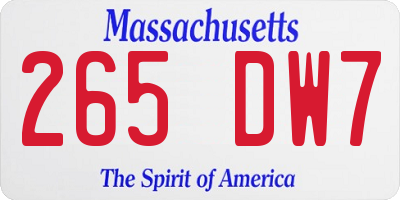 MA license plate 265DW7