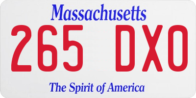 MA license plate 265DX0