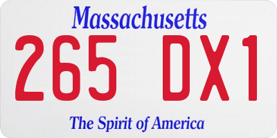 MA license plate 265DX1