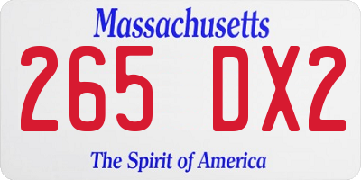 MA license plate 265DX2