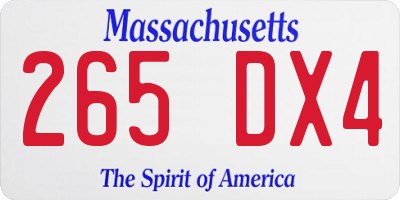 MA license plate 265DX4