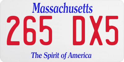 MA license plate 265DX5