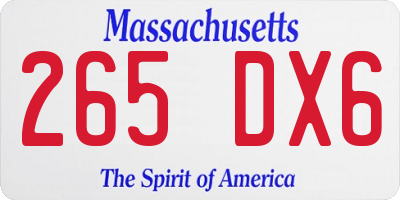 MA license plate 265DX6
