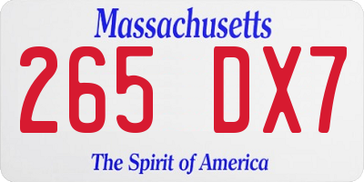MA license plate 265DX7