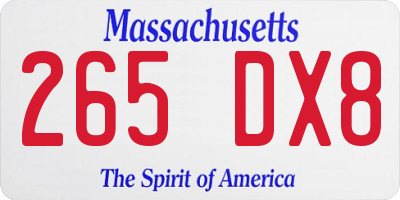 MA license plate 265DX8
