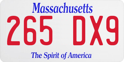 MA license plate 265DX9