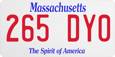 MA license plate 265DY0
