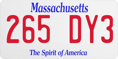 MA license plate 265DY3