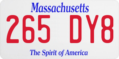 MA license plate 265DY8