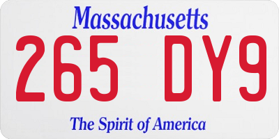 MA license plate 265DY9