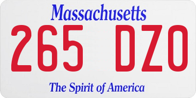 MA license plate 265DZ0