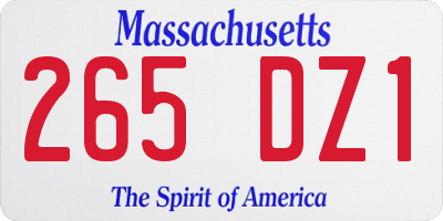 MA license plate 265DZ1