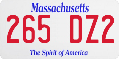 MA license plate 265DZ2