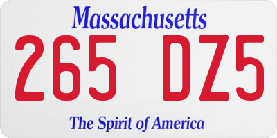 MA license plate 265DZ5