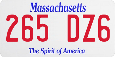 MA license plate 265DZ6