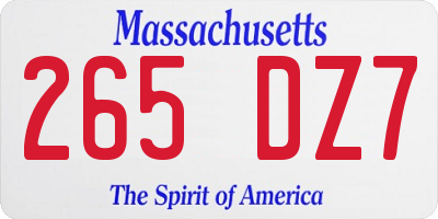 MA license plate 265DZ7