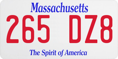 MA license plate 265DZ8