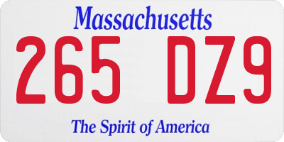 MA license plate 265DZ9
