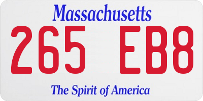 MA license plate 265EB8