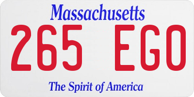 MA license plate 265EG0