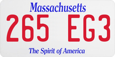 MA license plate 265EG3